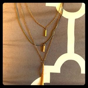 Gray and gold layered necklace